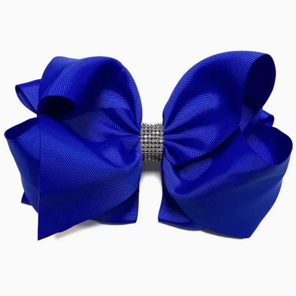 Royal Blue Rhinestone Bow 7.5 " Wide .  - Picture 1 of 1
